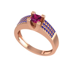Rodolit garnet ve lab safir 18 ayar rose altın yüzük