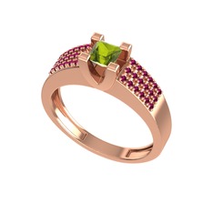 Reyha Tektaş Yüzük - Peridot ve rodolit garnet 14 ayar rose altın yüzük #ogi60y