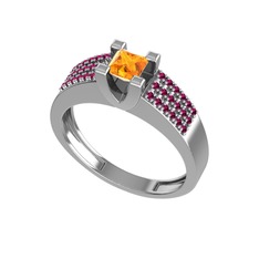 Sitrin ve rodolit garnet 925 ayar gümüş yüzük