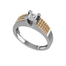 Reyha Tektaş Yüzük - Swarovski ve sitrin 14 ayar beyaz altın yüzük #orbhks