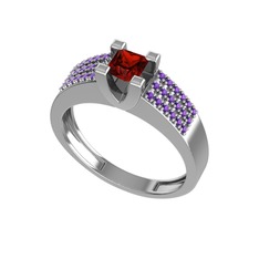 Garnet ve ametist 925 ayar gümüş yüzük
