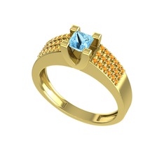Reyha Tektaş Yüzük - Akuamarin ve sitrin 925 ayar altın kaplama gümüş yüzük #trzh78