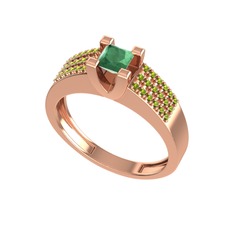 Reyha Tektaş Yüzük - Kök zümrüt ve peridot 18 ayar rose altın yüzük #uwjwru