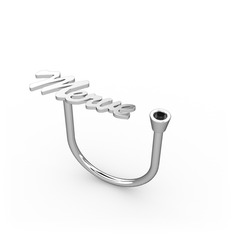 Taşlı İsim Yüzük - Siyah zirkon 925 ayar gümüş yüzük (5 karakterli el yazısı) #124ry2s