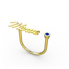 Taşlı İsim Yüzük - Lab safir 18 ayar altın yüzük (5 karakterli el yazısı) #14g0oi4