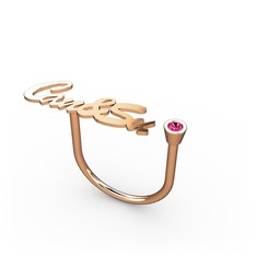 Taşlı İsim Yüzük - Rodolit garnet 18 ayar rose altın yüzük (6 karakterli el yazısı) #188lqy4