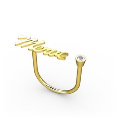 Taşlı İsim Yüzük - Swarovski 925 ayar altın kaplama gümüş yüzük (5 karakterli el yazısı) #1bcgzvg