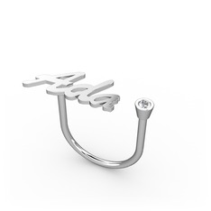 Taşlı İsim Yüzük - Pırlanta 8 ayar beyaz altın yüzük (3 karakterli el yazısı, 0.036 karat) #1cypxcp