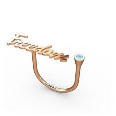 Taşlı İsim Yüzük - Akuamarin 14 ayar rose altın yüzük (7 karakterli el yazısı) #1jbtoiy