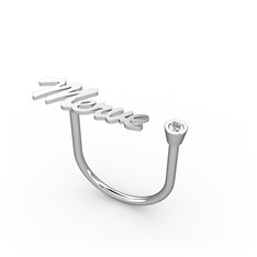 Pırlanta 14 ayar beyaz altın yüzük (5 karakterli el yazısı, 0.036 karat)