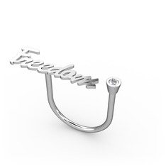 Taşlı İsim Yüzük - Pırlanta 8 ayar beyaz altın yüzük (7 karakterli el yazısı, 0.036 karat) #1kqlzev