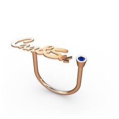 Taşlı İsim Yüzük - Lab safir 8 ayar rose altın yüzük (6 karakterli el yazısı) #1secbs8