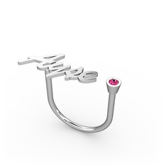 Taşlı İsim Yüzük - Rodolit garnet 925 ayar gümüş yüzük (4 karakterli el yazısı) #1xbnv2x