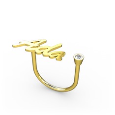 Taşlı İsim Yüzük - Swarovski 18 ayar altın yüzük (3 karakterli el yazısı) #bghegt