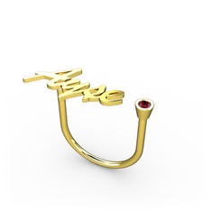 Garnet 14 ayar altın yüzük (4 karakterli el yazısı)