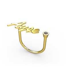 Dumanlı kuvars 14 ayar altın yüzük (4 karakterli el yazısı)