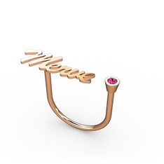 Taşlı İsim Yüzük - Rodolit garnet 8 ayar rose altın yüzük (5 karakterli el yazısı) #eiik5w