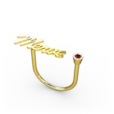 Garnet 8 ayar altın yüzük (5 karakterli el yazısı)