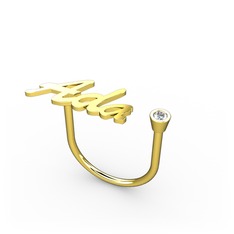 Taşlı İsim Yüzük - Swarovski 8 ayar altın yüzük (3 karakterli el yazısı) #fbs3z9