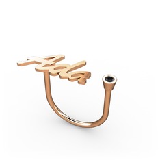 Taşlı İsim Yüzük - Siyah zirkon 14 ayar rose altın yüzük (3 karakterli el yazısı) #fo1rsn