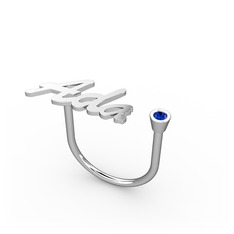 Taşlı İsim Yüzük - Lab safir 925 ayar gümüş yüzük (3 karakterli el yazısı) #gpye1x