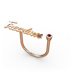 Garnet 14 ayar rose altın yüzük (7 karakterli el yazısı)