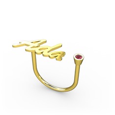 Taşlı İsim Yüzük - Kök yakut 8 ayar altın yüzük (3 karakterli el yazısı) #km8ad9