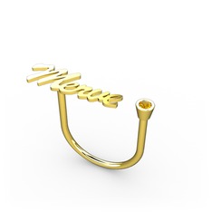 Taşlı İsim Yüzük - Sitrin 18 ayar altın yüzük (5 karakterli el yazısı) #m6w1hm