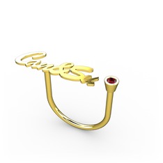 Garnet 14 ayar altın yüzük (6 karakterli el yazısı)