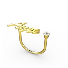 Taşlı İsim Yüzük - Swarovski 18 ayar altın yüzük (4 karakterli el yazısı) #p7jjs8