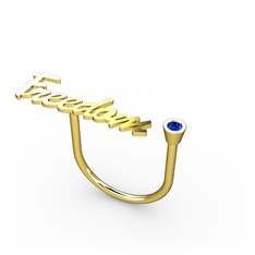 Taşlı İsim Yüzük - Lab safir 14 ayar altın yüzük (7 karakterli el yazısı) #q8v4ts