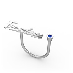 Taşlı İsim Yüzük - Lab safir 925 ayar gümüş yüzük (7 karakterli el yazısı) #r49pbs