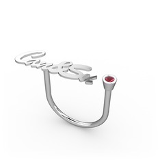 Kök yakut 8 ayar beyaz altın yüzük (6 karakterli el yazısı)