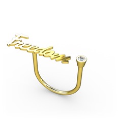 Taşlı İsim Yüzük - Swarovski 925 ayar altın kaplama gümüş yüzük (7 karakterli el yazısı) #vmbp63