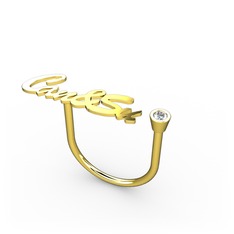 Taşlı İsim Yüzük - Pırlanta 8 ayar altın yüzük (6 karakterli el yazısı, 0.036 karat) #vze2b8