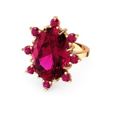 Padma Yüzük - Rodolit garnet 14 ayar rose altın yüzük #11p3gxg