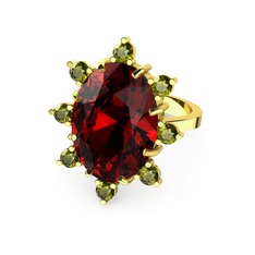 Padma Yüzük - Garnet ve peridot 18 ayar altın yüzük #11pdu3f