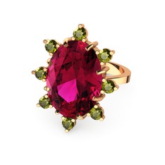 Rodolit garnet ve peridot 8 ayar rose altın yüzük