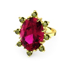 Rodolit garnet ve peridot 18 ayar altın yüzük