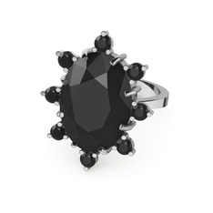 Padma Yüzük - Siyah zirkon 18 ayar beyaz altın yüzük #15izmpx