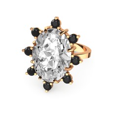Padma Yüzük - Swarovski ve siyah zirkon 8 ayar rose altın yüzük #16247g