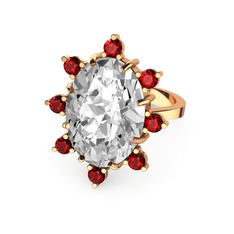 Padma Yüzük - Swarovski ve garnet 8 ayar rose altın yüzük #19m0473