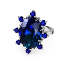 Lab safir 8 ayar beyaz altın yüzük