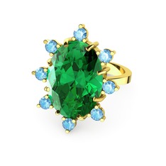 Padma Yüzük - Yeşil kuvars ve akuamarin 925 ayar altın kaplama gümüş yüzük #1gcn77x