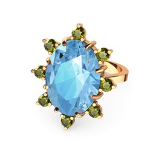 Padma Yüzük - Akuamarin ve peridot 14 ayar rose altın yüzük #1hu97xq