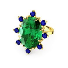 Padma Yüzük - Yeşil kuvars ve lab safir 18 ayar altın yüzük #1i27f8s