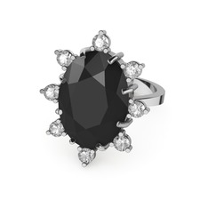 Padma Yüzük - Siyah zirkon ve swarovski 925 ayar gümüş yüzük #1i3oasq