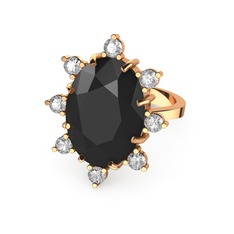 Padma Yüzük - Siyah zirkon ve swarovski 925 ayar rose altın kaplama gümüş yüzük #1itfpgz