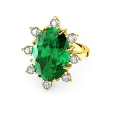 Padma Yüzük - Yeşil kuvars ve swarovski 8 ayar altın yüzük #1ln2tmy