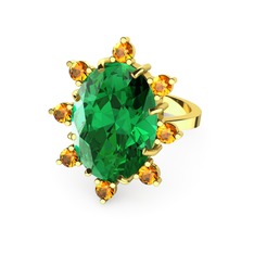 Padma Yüzük - Yeşil kuvars ve sitrin 14 ayar altın yüzük #1rbzvoi